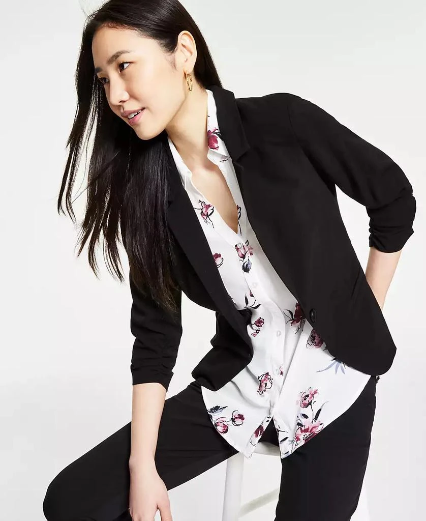 商品BCX|Juniors' Ruched 3/4-Sleeve Blazer,价格¥363,第4张图片详细描述
