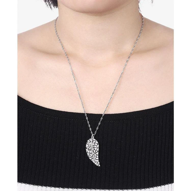 商品Macy's|Cubic Zirconia Leaf Pendant Necklace in Sterling Silver,价格¥371,第2张图片详细描述