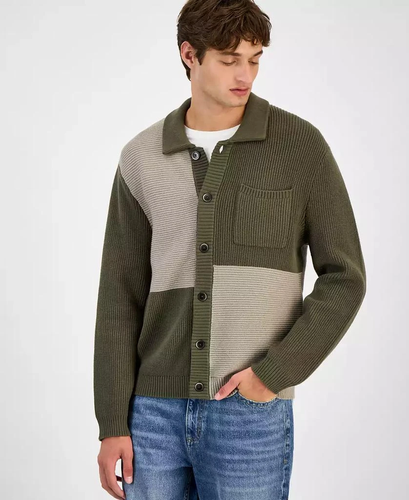 商品Sun + Stone|Men's Colorblocked Cardigan, Macy's Exclusive,价格¥296,第1张图片