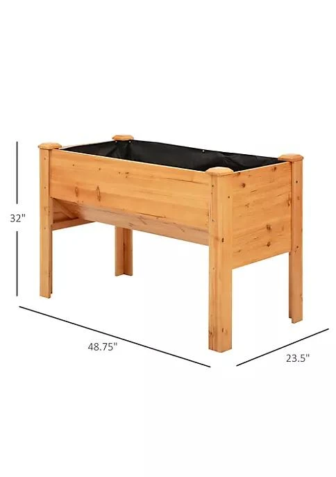 商品Outsunny|48 Fir Wood Raised Garden Bed With Tool Hooks Elevated Planter Box Stand With Unique Funnel Design For Backyard Patio To Grow Vegetables Herbs And Flowers,价格¥1465,第4张图片详细描述