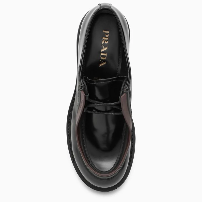 商品Prada|Black/brown leather Diapason lace-up,价格¥8123,第3张图片详细描述