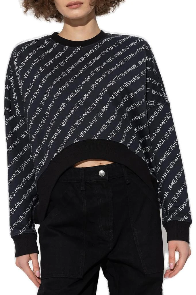商品Versace|Versace Jeans Couture Allover Logo Printed Cropped Sweatshirt,价格¥1484,第2张图片详细描述