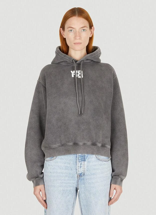 商品Alexander Wang|Logo Print Hooded Sweatshirt in Grey,价格¥1709,第1张图片