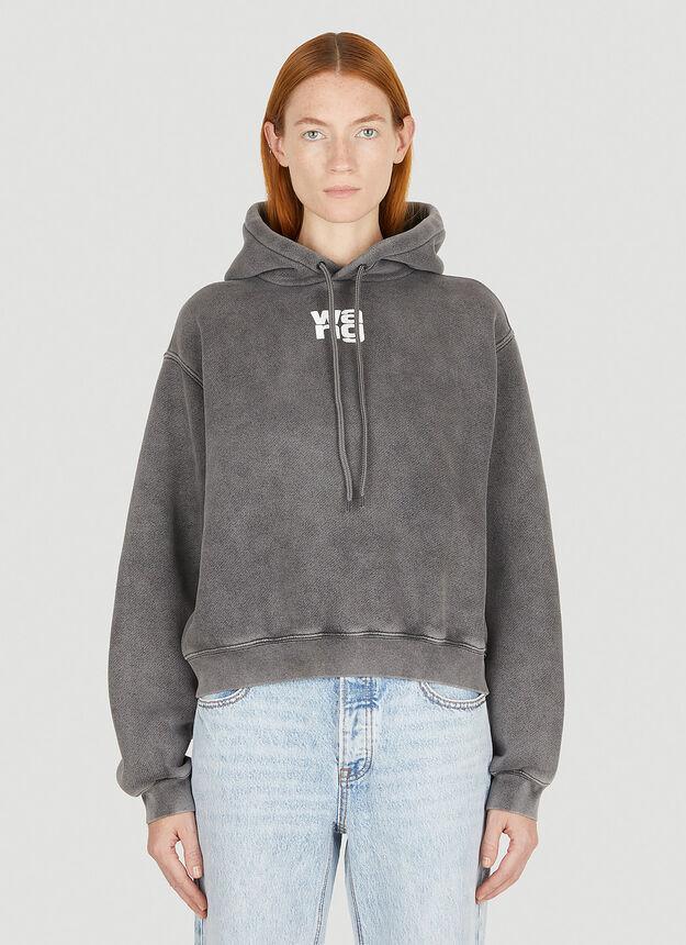 商品Alexander Wang|Logo Print Hooded Sweatshirt in Grey,价格¥1443,第1张图片