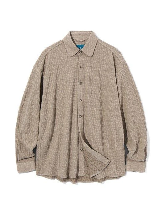 商品DIAMOND LAYLA|Twisted Collar Cardigan Shirt [Beige],价格¥680,第2张图片详细描述