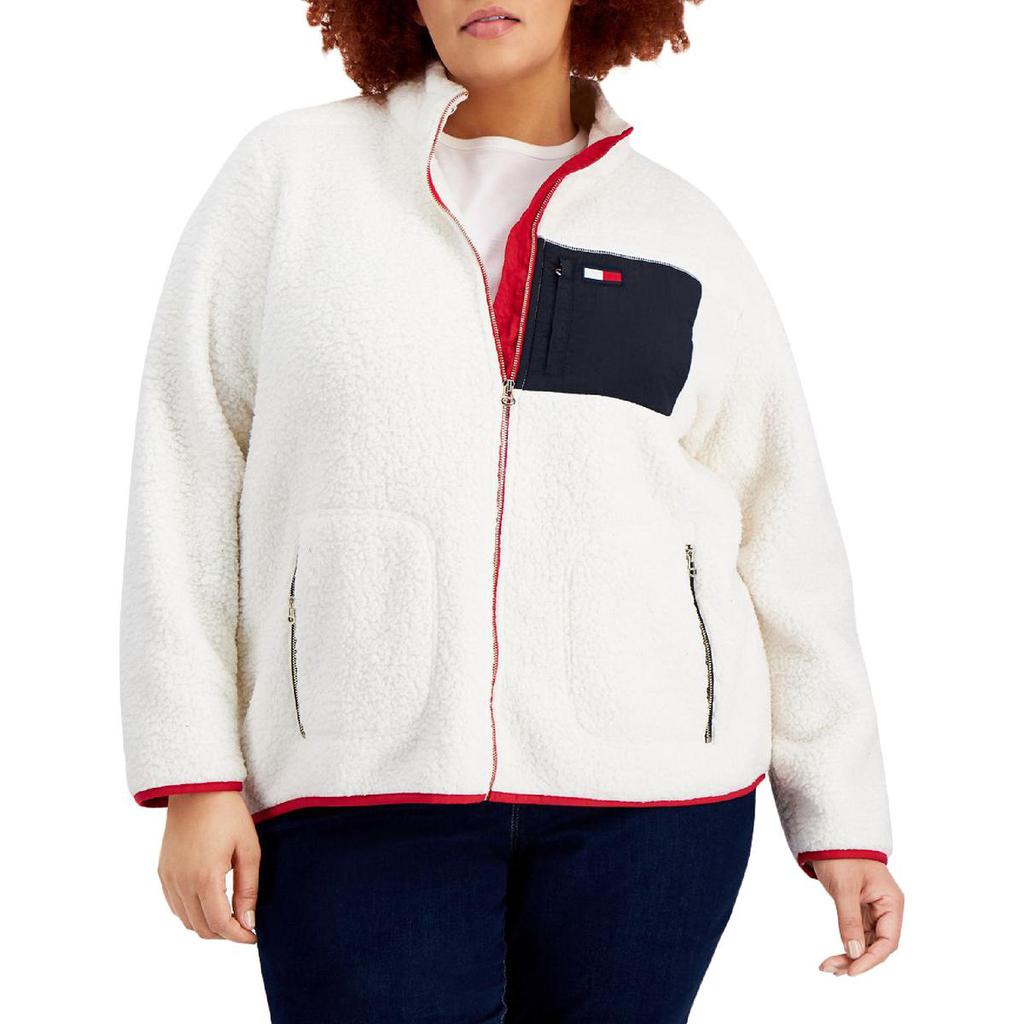 Tommy Hilfiger Womens Plus Faux Fur Lightweight Bomber Jacket商品第2张图片规格展示