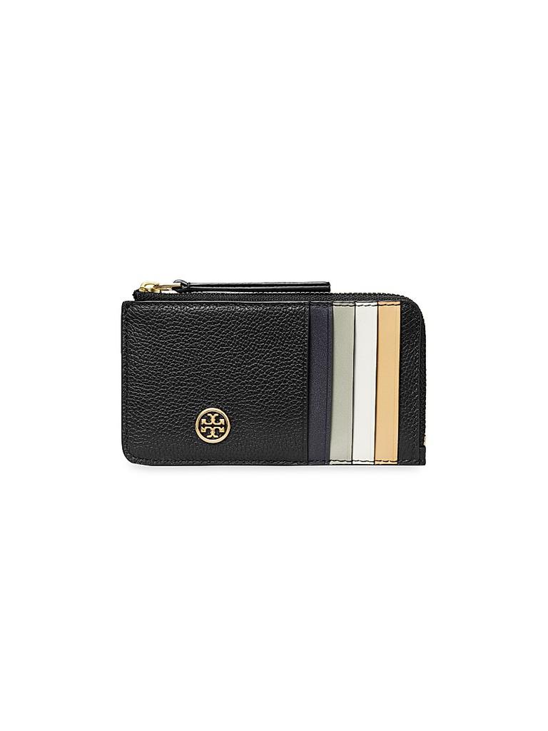 Tory Burch Robinson Pebbeled Leather Zip Card Case - Free