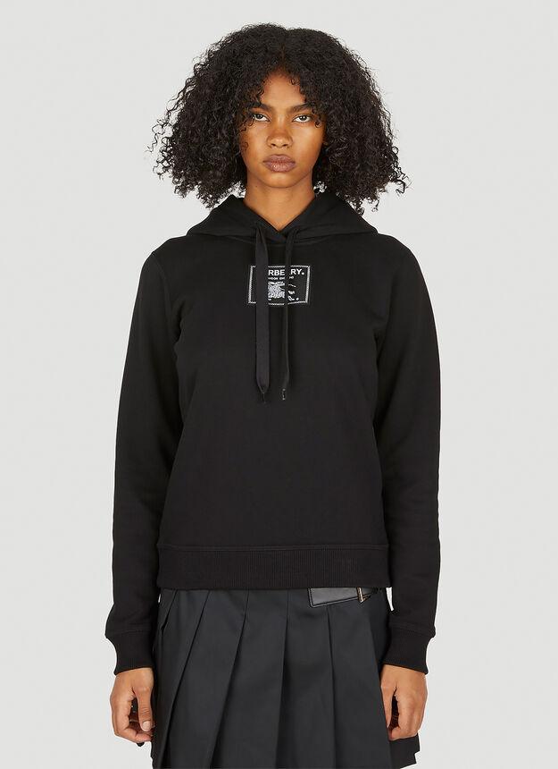 Logo Patch Hooded Sweatshirt in Black商品第1张图片规格展示