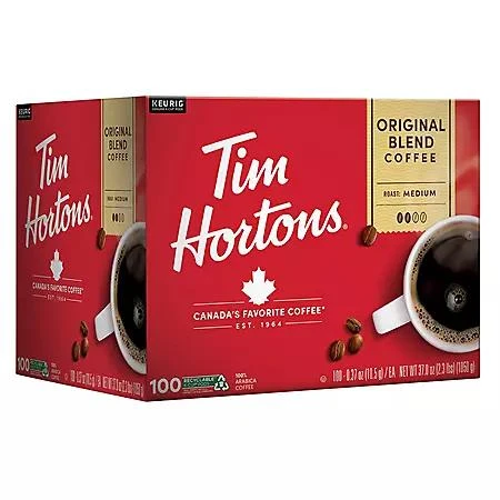 商品Tim Hortons|Tim Hortons Premium Medium Roast K-Cup Coffee Pods, Original Blend, 100 ct.,价格¥369,第4张图片详细描述