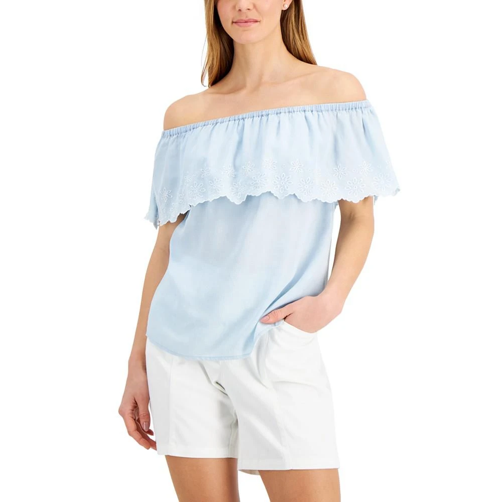 商品Charter Club|Cotton Off-The-Shoulder Top, Created for Macy's,价格¥152,第1张图片