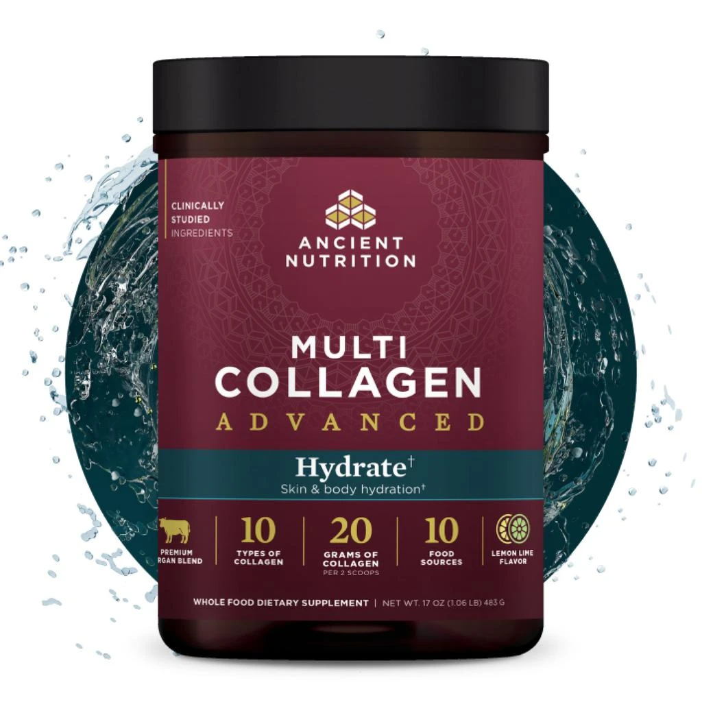 商品Ancient Nutrition|Multi Collagen Advanced Hydrate | Powder Lemon Lime (30 Servings) - Podcast Offer,价格¥418,第1张图片