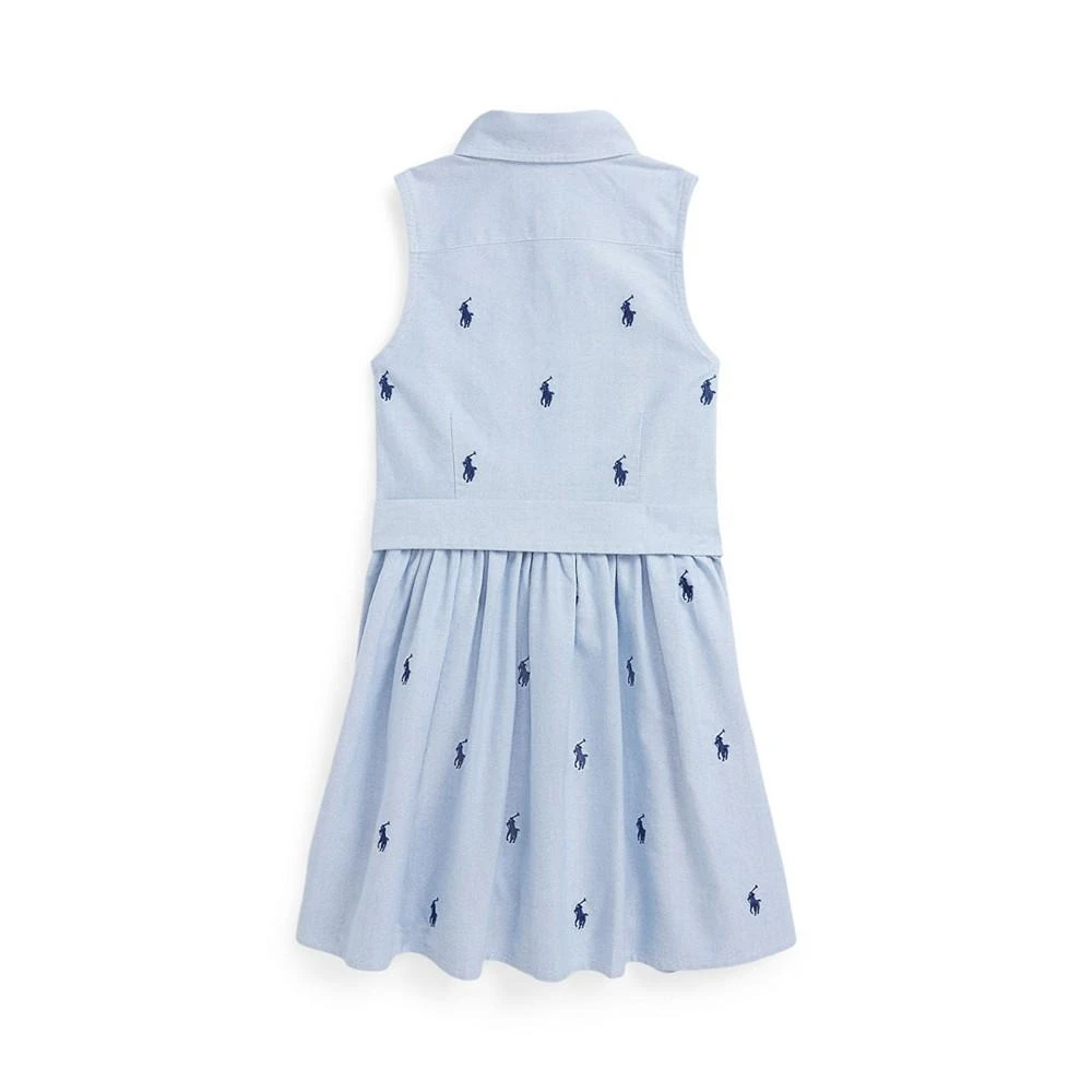 商品Ralph Lauren|Toddler and Little Girls Belted Polo Pony Oxford Sleeveless Shirtdress,价格¥228,第2张图片详细描述