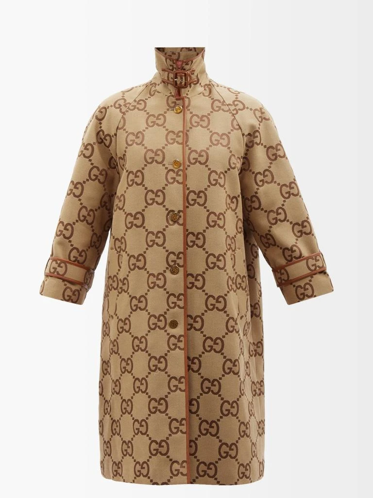 商品Gucci|GG-Supreme cotton-blend canvas coat,价格¥31623,第1张图片