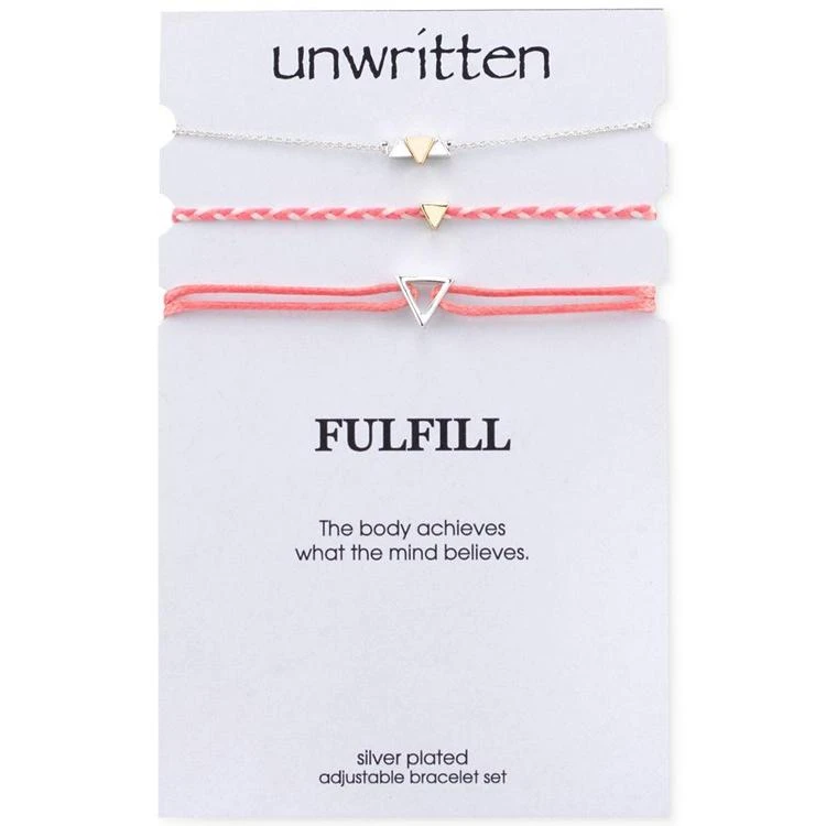 商品Unwritten|Two-Tone 3-Pc. Set Pink Triangle Cord Slider Bracelets,价格¥67,第2张图片详细描述