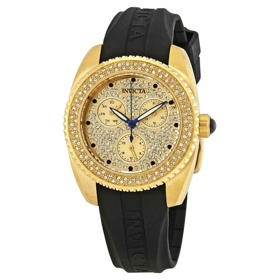 商品Invicta|Angel Crystal Gold Dial Black Silicone Ladies Watch 28485,价格¥481,第1张图片