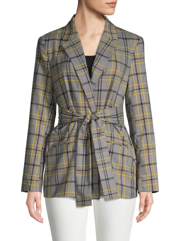 商品Ellen Tracy|Tie-Front Plaid Blazer,价格¥319,第1张图片