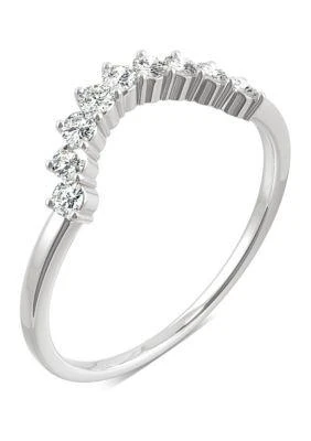 商品Charles & Colvard|Colvard 1 4 Ct. T.w. Moissanite Contoured Band In 14K White Gold,价格¥4809,第2张图片详细描述
