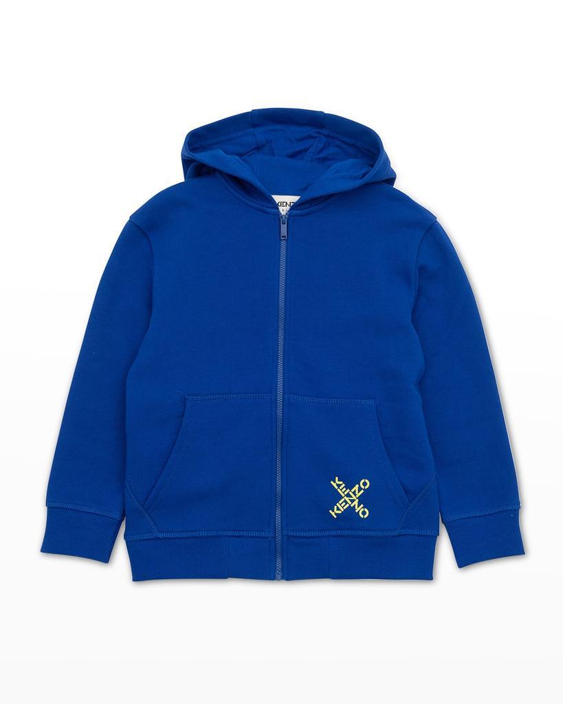 商品Kenzo|Boy's Cross Logo Zip Up Hoodie, Sizes 6-12,价格¥1067,第1张图片