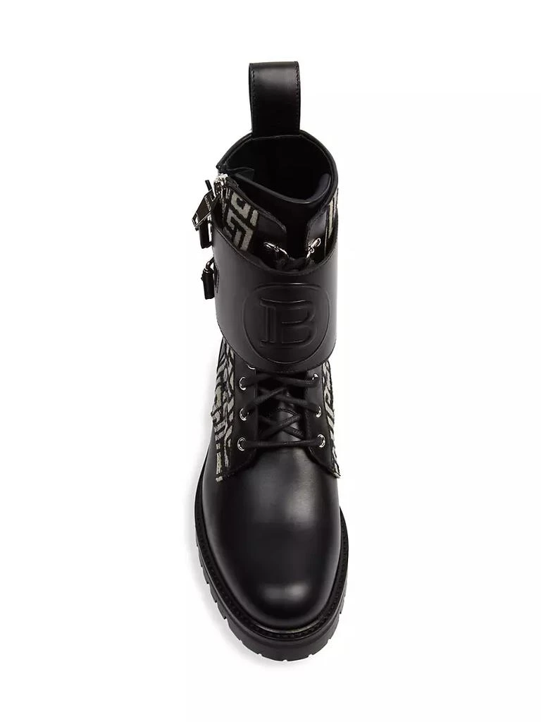 商品Balmain|Ranger Phil Monogram Jacquard & Leather Boots,价格¥4767,第5张图片详细描述