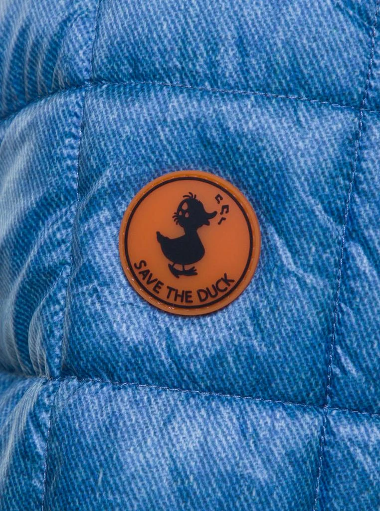 商品Save The Duck|Blue Quilted Down Jacket With Logo Patch In Denim Printed Nylon Man,价格¥1265,第3张图片详细描述