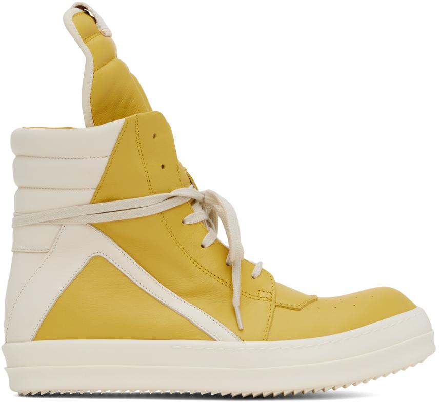 靴 Rick Owens geobasket yellow Rick Owens Yellow Jumbolaced Geobasket Sneakers Rick Owens