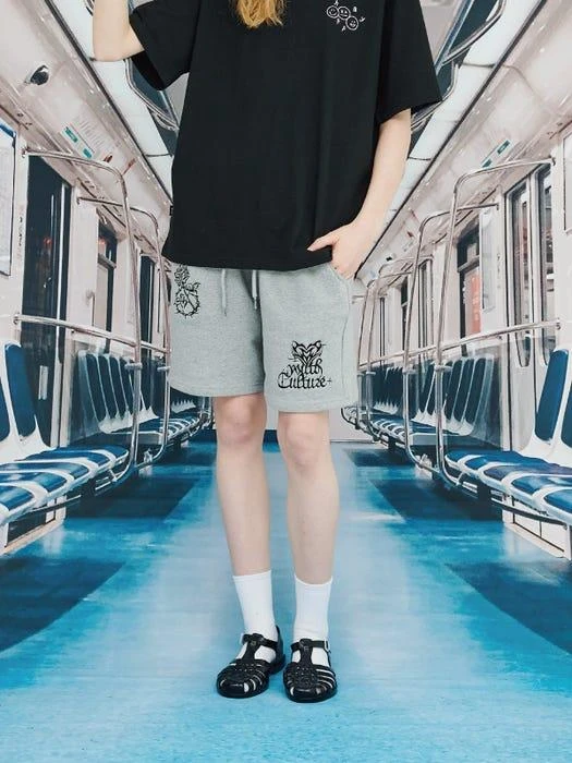 商品CPGN|Youth Culture Rose Sweatpants Short Pants Gray,价格¥460,第3张图片详细描述
