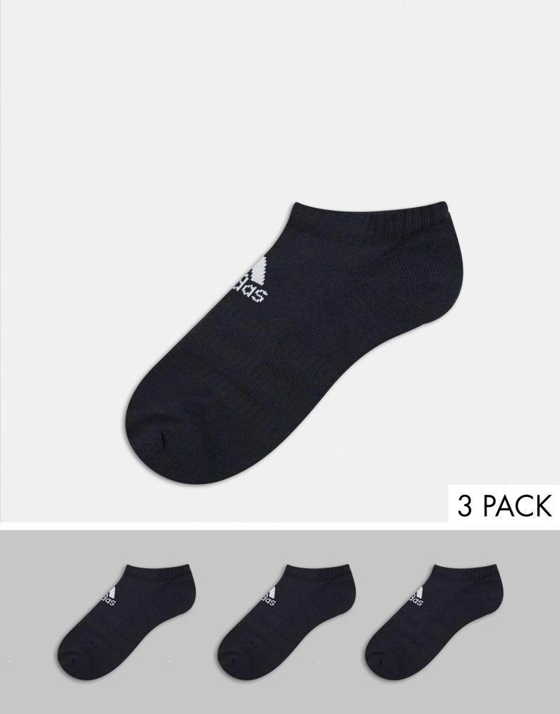 商品Adidas|adidas Training 3 pack cushioned trainer socks in black,价格¥114,第1张图片