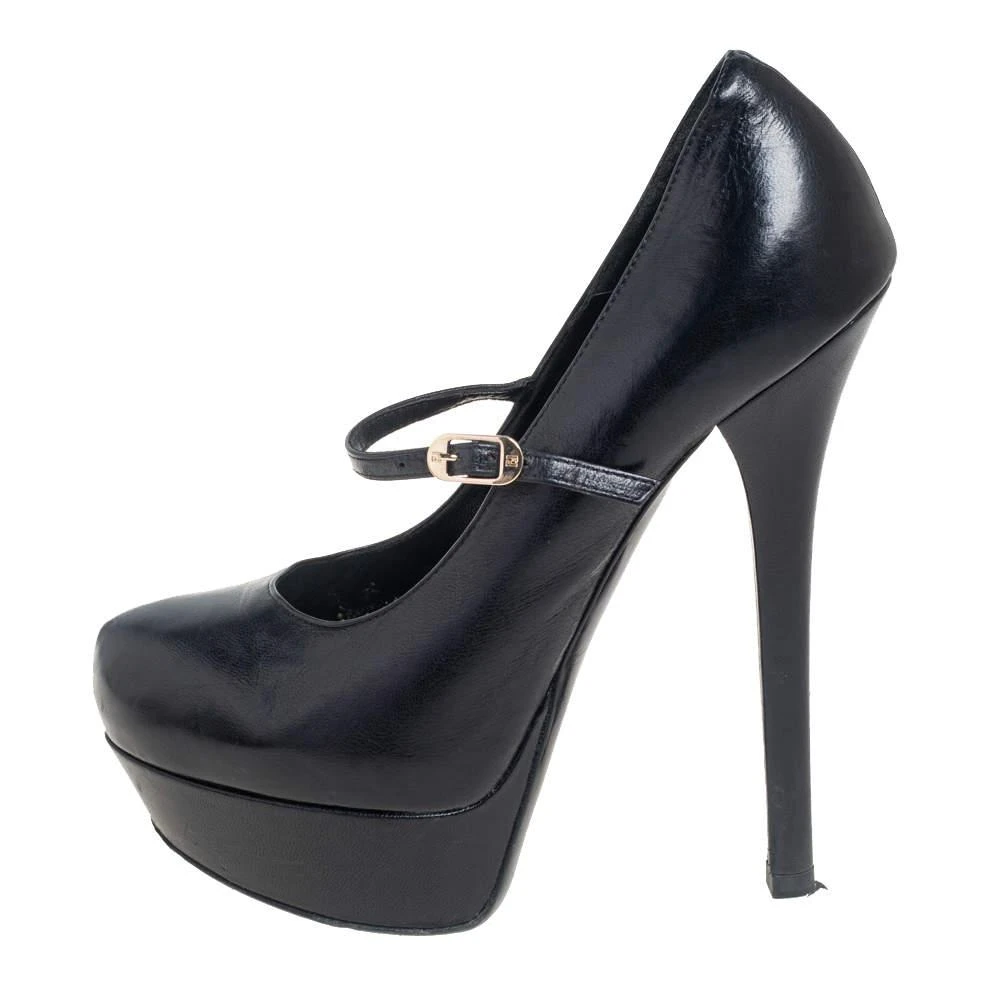 商品[二手商品] Fendi|Fendi Black Leather Mary Jane Platform Pumps Size 38.5,价格¥692,第2张图片详细描述