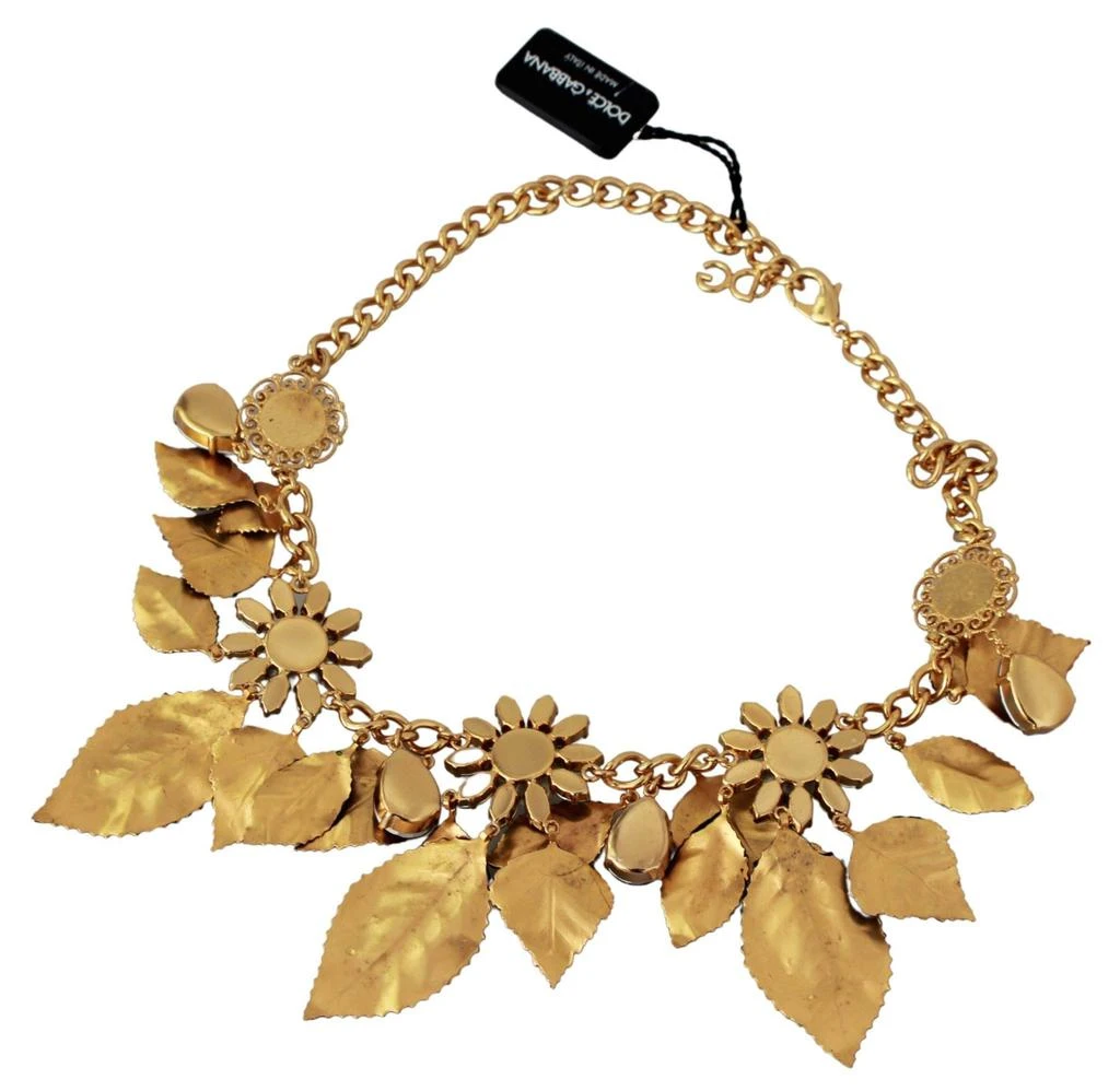 商品Dolce & Gabbana|Dolce & Gabbana  Floral Crystal Charm Gold Brass Statement Necklace,价格¥6102,第5张图片详细描述