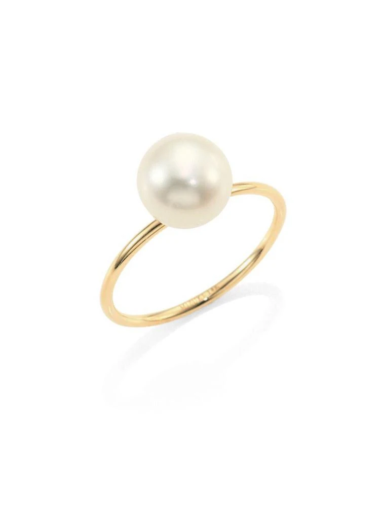 商品Mizuki|8MM White Freshwater Pearl & 14K Yellow Gold Ring,价格¥2998,第1张图片