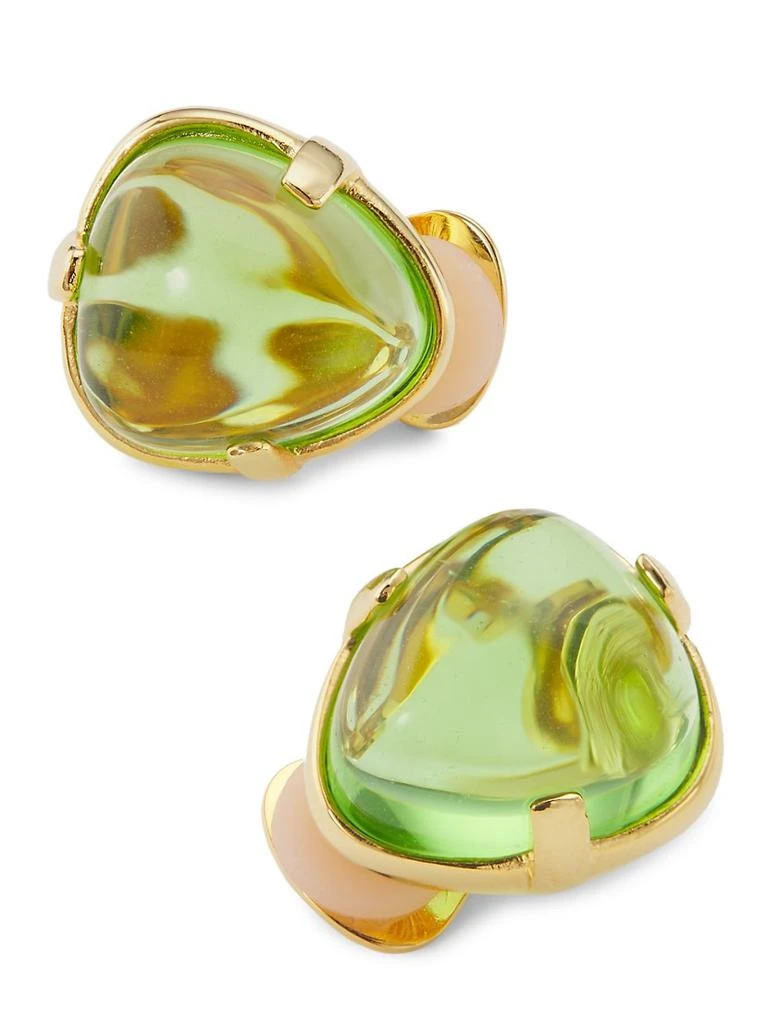 商品Kenneth Jay Lane|22K Gold-Plated & Peridot Glass Cabochon Clip-On Earrings,价格¥660,第4张图片详细描述