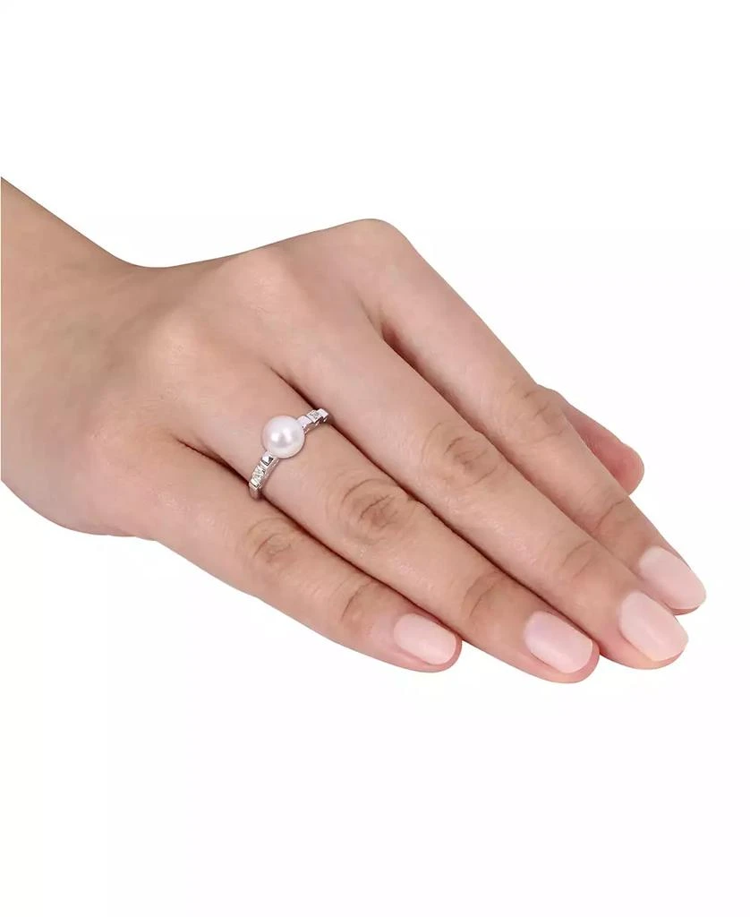 商品Macy's|Cultured Freshwater Pearl (7mm) & Lab-Created White Sapphire Accent Ring in Sterling Silver,价格¥1675,第2张图片详细描述