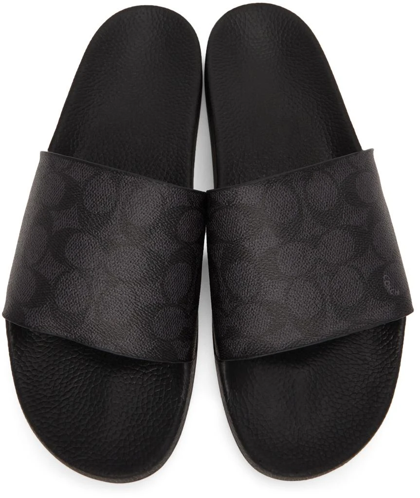 商品Coach|Black & Grey Logo Slide Sandals,价格¥507,第5张图片详细描述