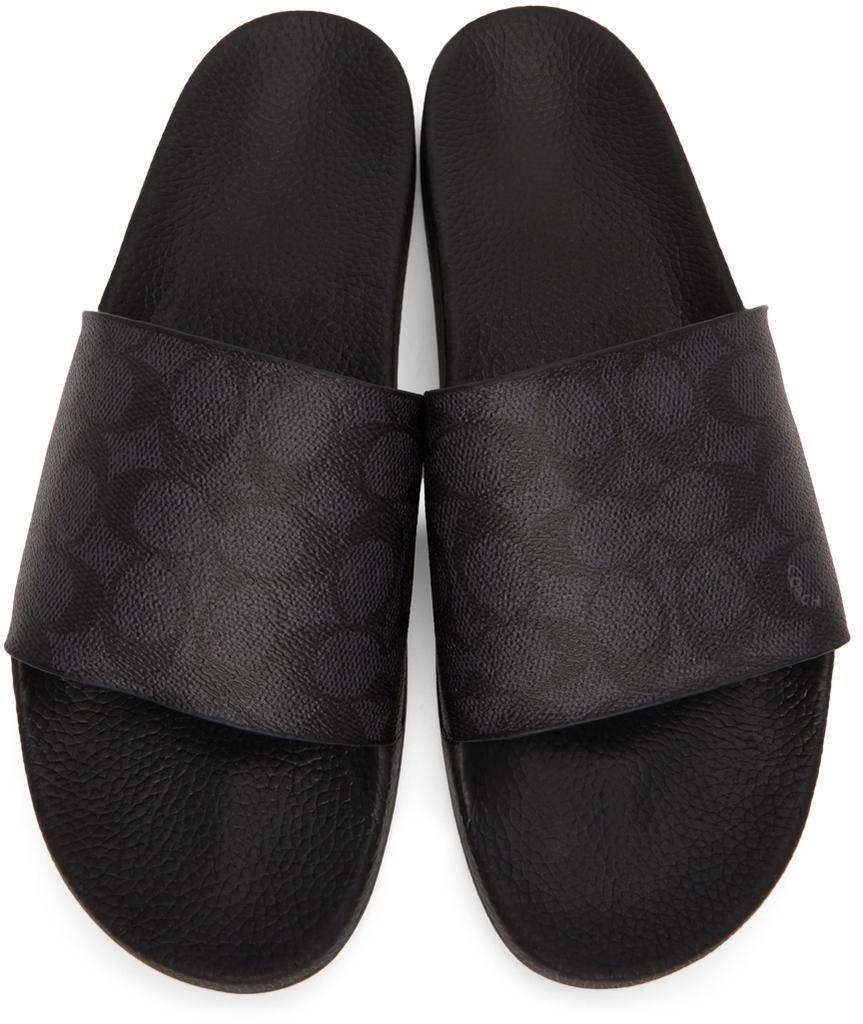 商品Coach|Black & Grey Logo Slide Sandals,价格¥704,第7张图片详细描述