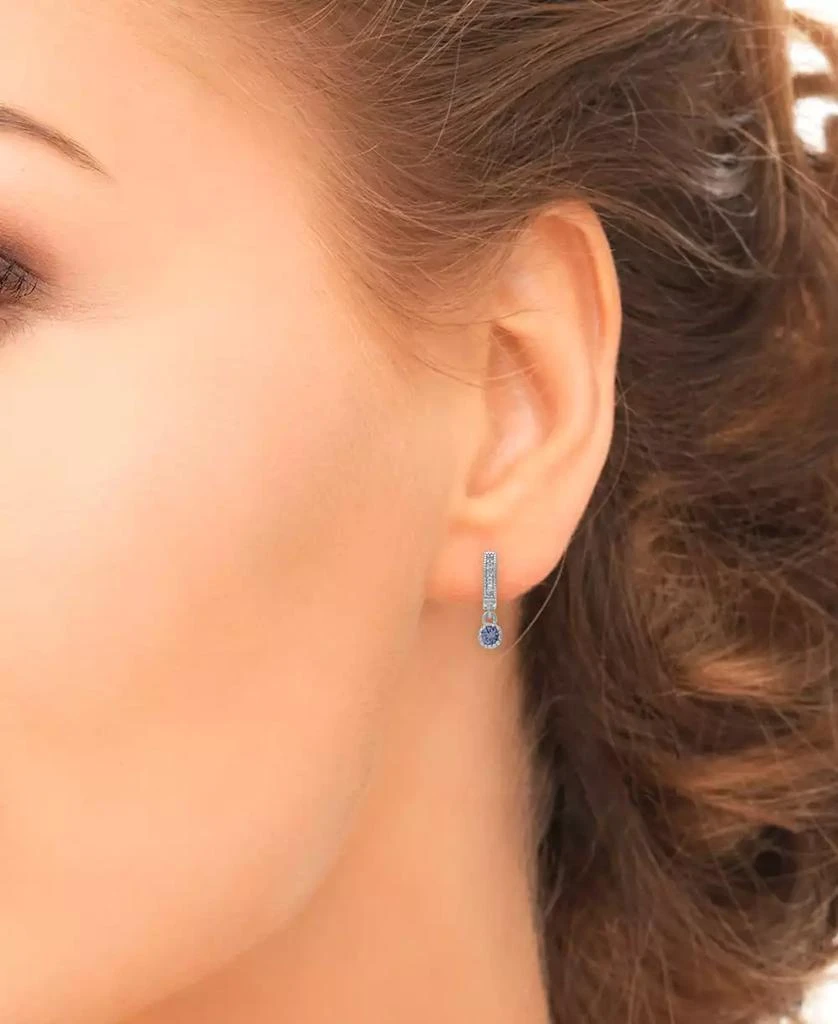 商品Macy's|Tanzanite (1/4 ct. t.w.) Charm Lab grown White Sapphire (1/10 ct. t.w.) Huggie Hoop Earrings in Sterling Silver,价格¥263,第2张图片详细描述