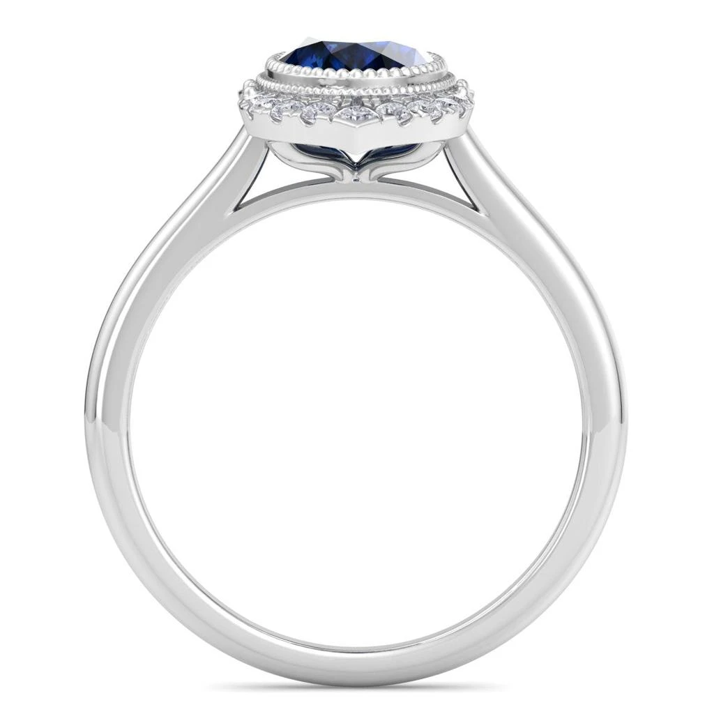 商品SSELECTS|1 3/4 Carat Oval Shape Sapphire And Diamond Ring In 14K White Gold,价格¥10233,第3张图片详细描述