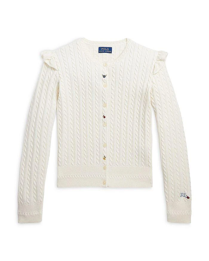 商品Ralph Lauren|Girls' Mini-Cable Cotton Cardigan - Little Kid, Big Kid,价格¥190,第1张图片