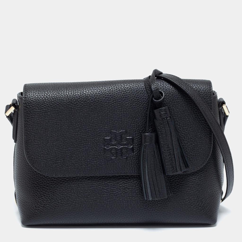 Tory Burch Black Leather Thea Flap Messenger Bag商品第1张图片规格展示