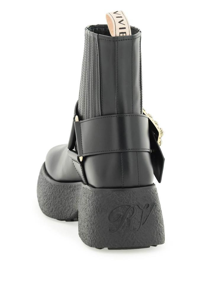 商品Roger Vivier|Roger vivier viv' rangers flatform ankle boots with strass buckle,价格¥8389,第5张图片详细描述