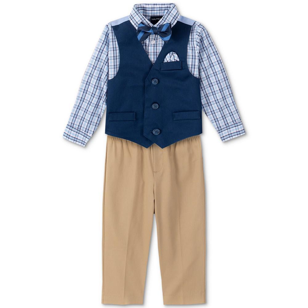 商品Nautica|Baby Boys Shirt, Solid Twill Vest, Pants & Bowtie Set,价格¥277,第1张图片