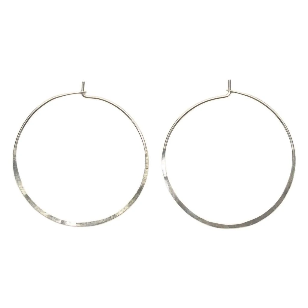 商品Satomi Studio|Women's Hammered Hoop Large Earrings In Silver,价格¥290,第1张图片