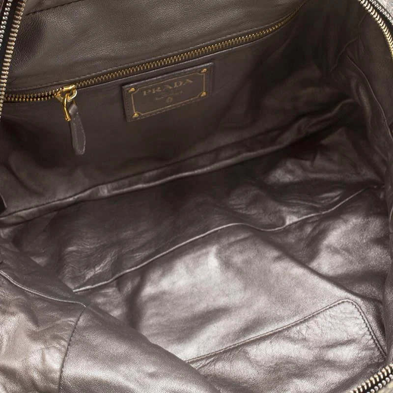 Prada Beige Talco Lace Print Cervo Leather Bowling Bag 商品