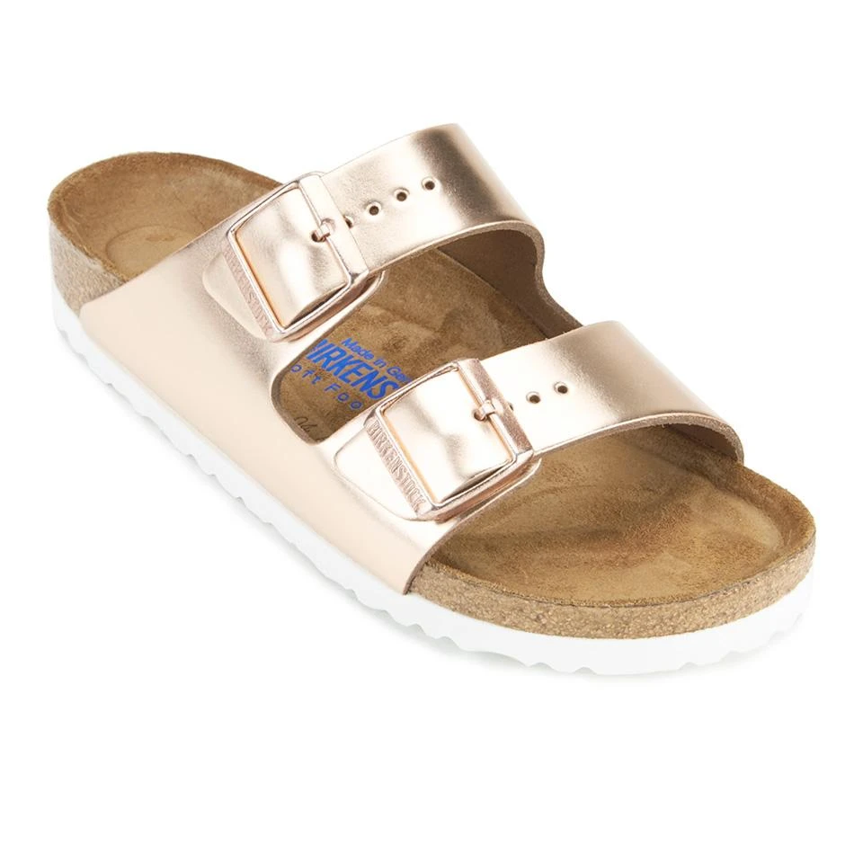 商品Birkenstock|BIRKENSTOCK WOMEN'S ARIZONA SLIM FIT LEATHER DOUBLE STRAP SANDALS - METALLIC COPPER,价格¥934,第2张图片详细描述