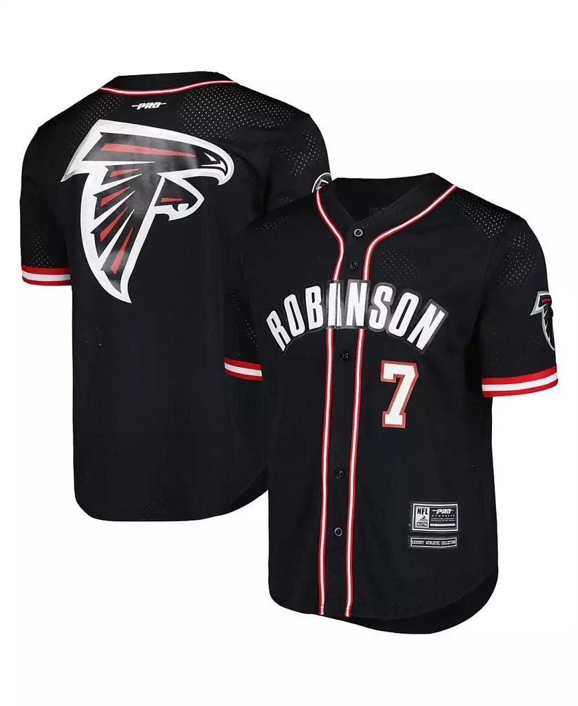 商品Pro Standard|Men's Bijan Robinson Black Atlanta Falcons Mesh Baseball Button-Up T-shirt,价格¥658,第1张图片