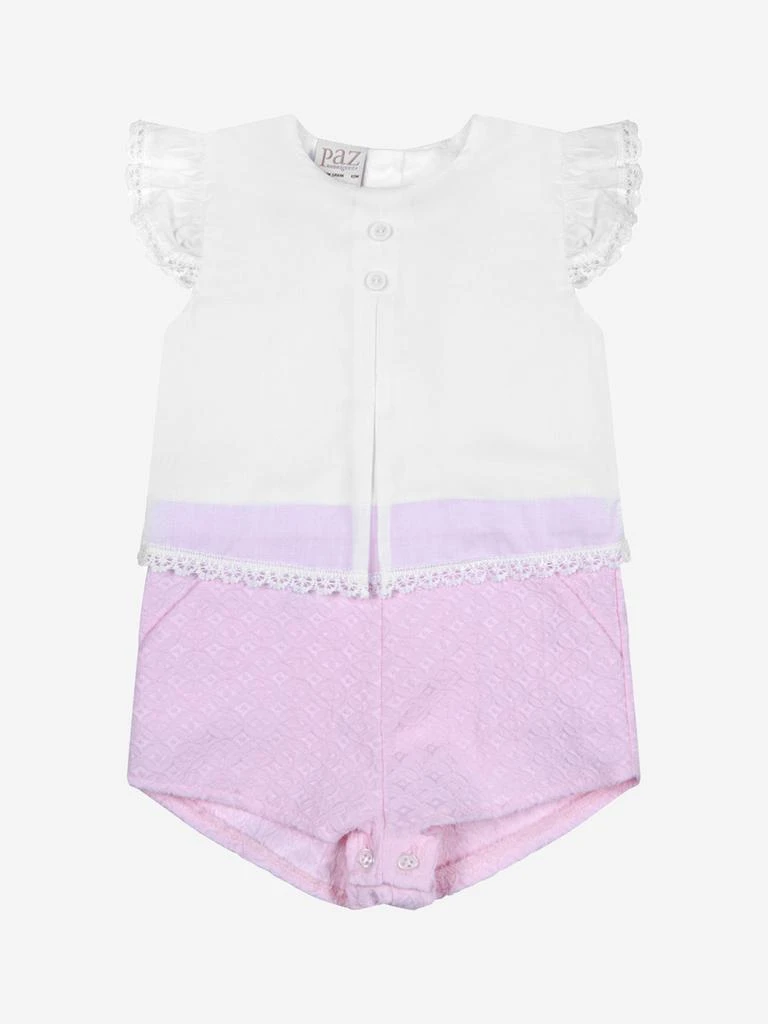 商品Paz Rodriguez|Paz Rodriguez Baby Girls Romper - White & Cotton Romper,价格¥272,第1张图片