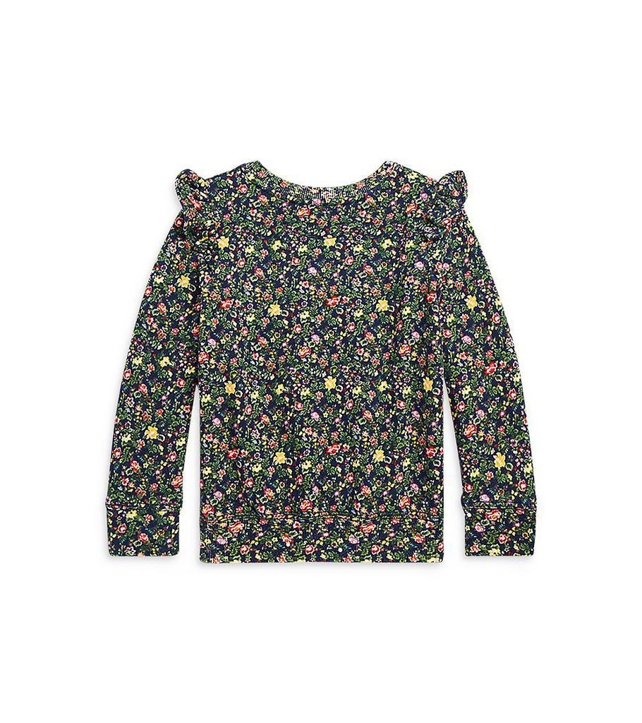 商品Ralph Lauren|Girls' Floral Ruffled Fleece Sweatshirt - Little Kid, Big Kid,价格¥333-¥364,第4张图片详细描述