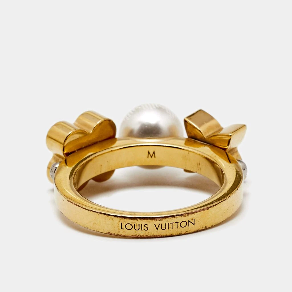 Louis Vuitton Gold Tone Faux Pearl Monogram Ring M 商品