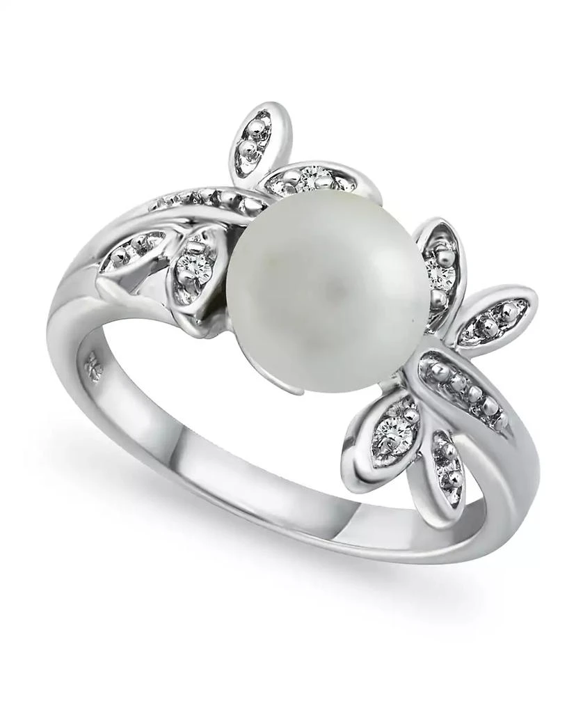 商品Macy's|Imitation Pearl Cubic Zirconia Dragonfly Ring in Silver Plate,价格¥113,第1张图片