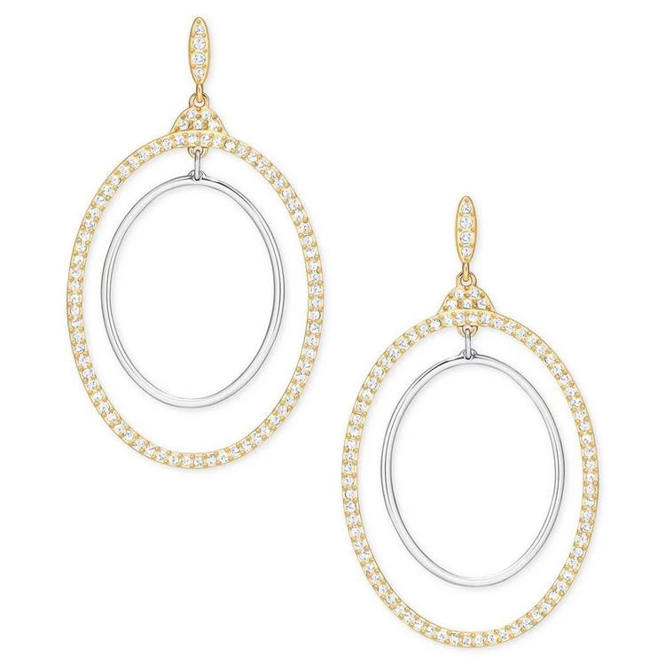 商品Swarovski|Two-Tone Pavé Drop Hoop Earrings,价格¥969,第1张图片
