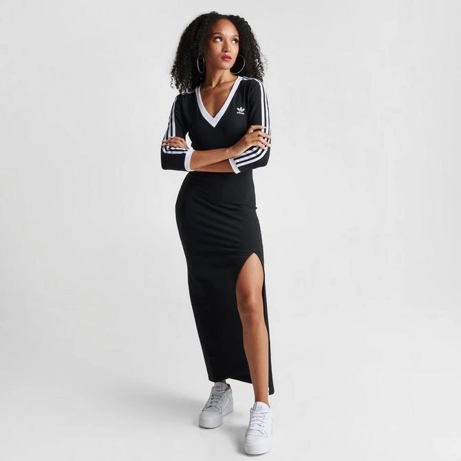 商品Adidas|Women's adidas adicolor Classics 3 Stripes V-Neck Midi Dress,价格¥442,第2张图片详细描述